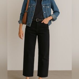 Black Denim Wide-Leg Pants. Size XS/S.